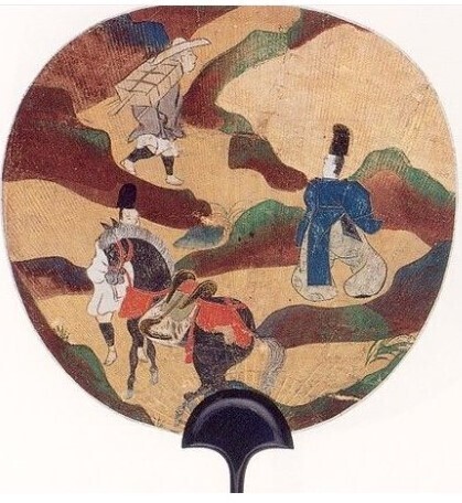 尾形光琳　　壽老人.山水図団扇 尾形光琳壽老人.山水図団扇